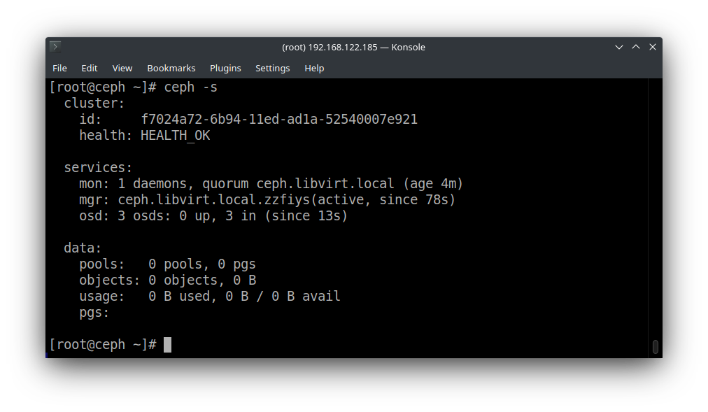 Ceph status HEALTH_OK
