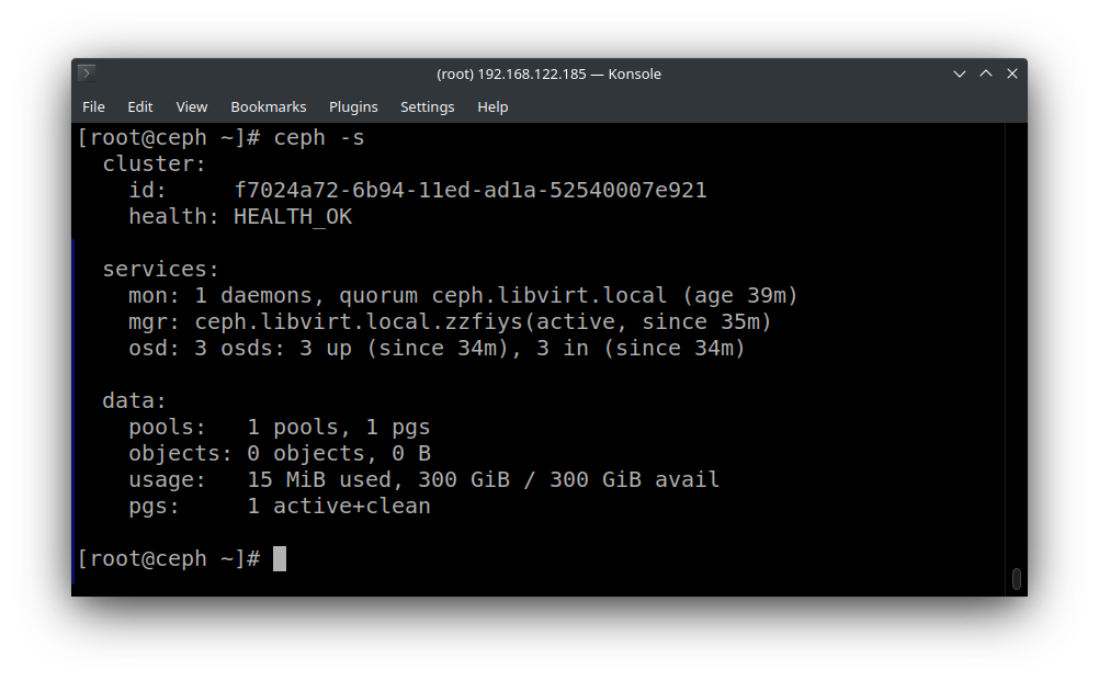 Ceph status HEALTH_OK